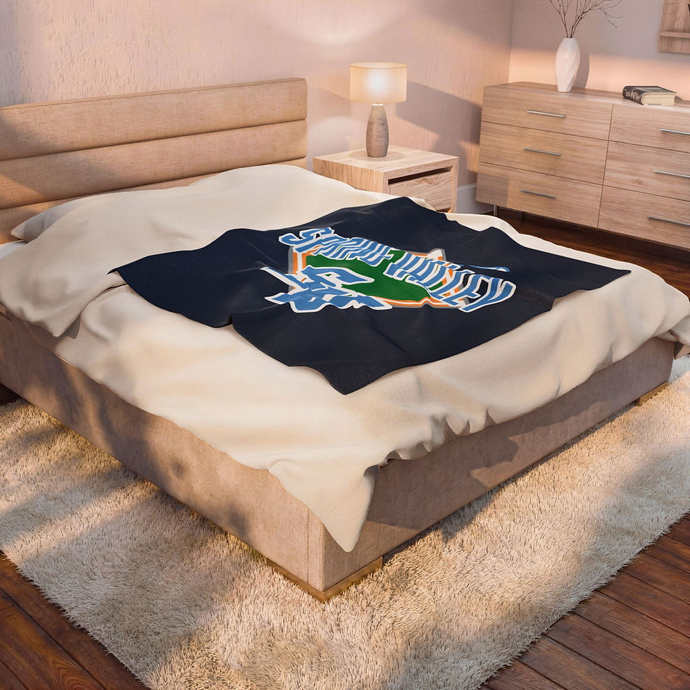 Thumbnail: Spring Valley 90's Baseball Diamond Velveteen Plush Blanket (Navy)