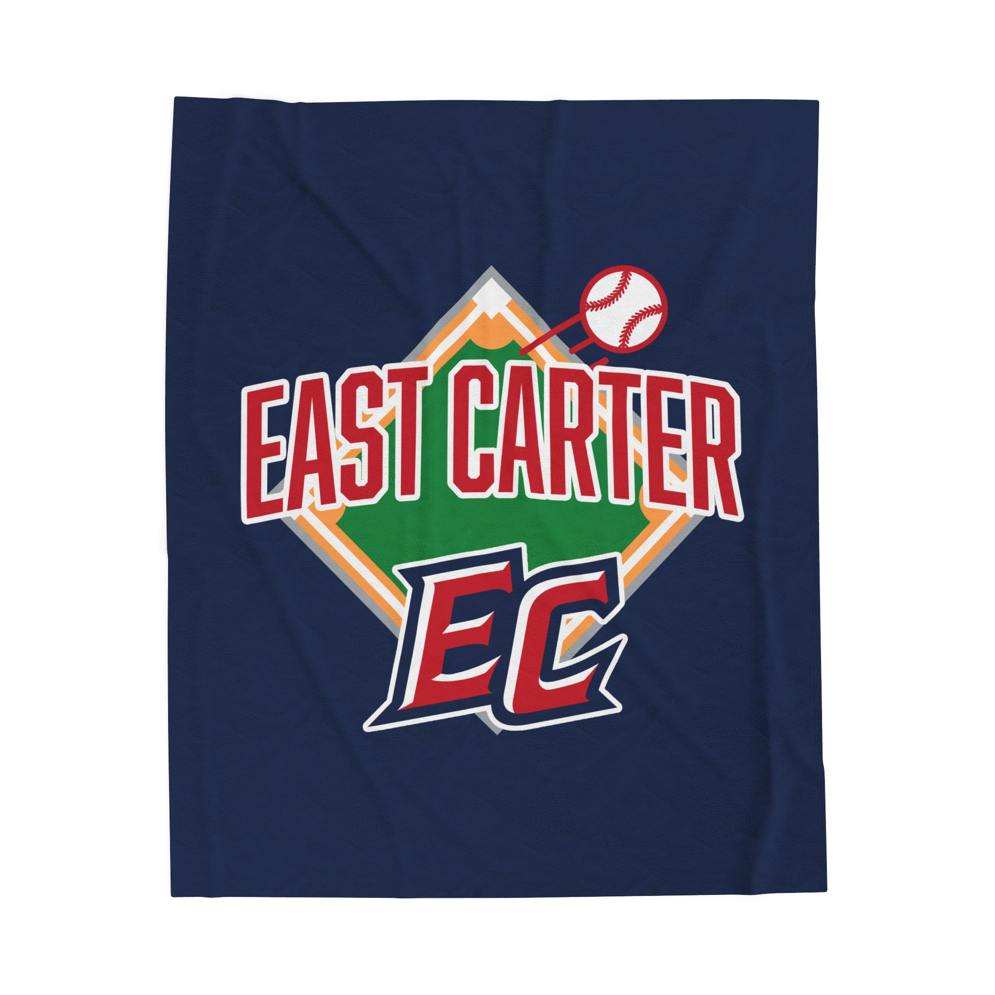 East Carter 90's Baseball Diamond Velveteen Plush Blanket (Blue)