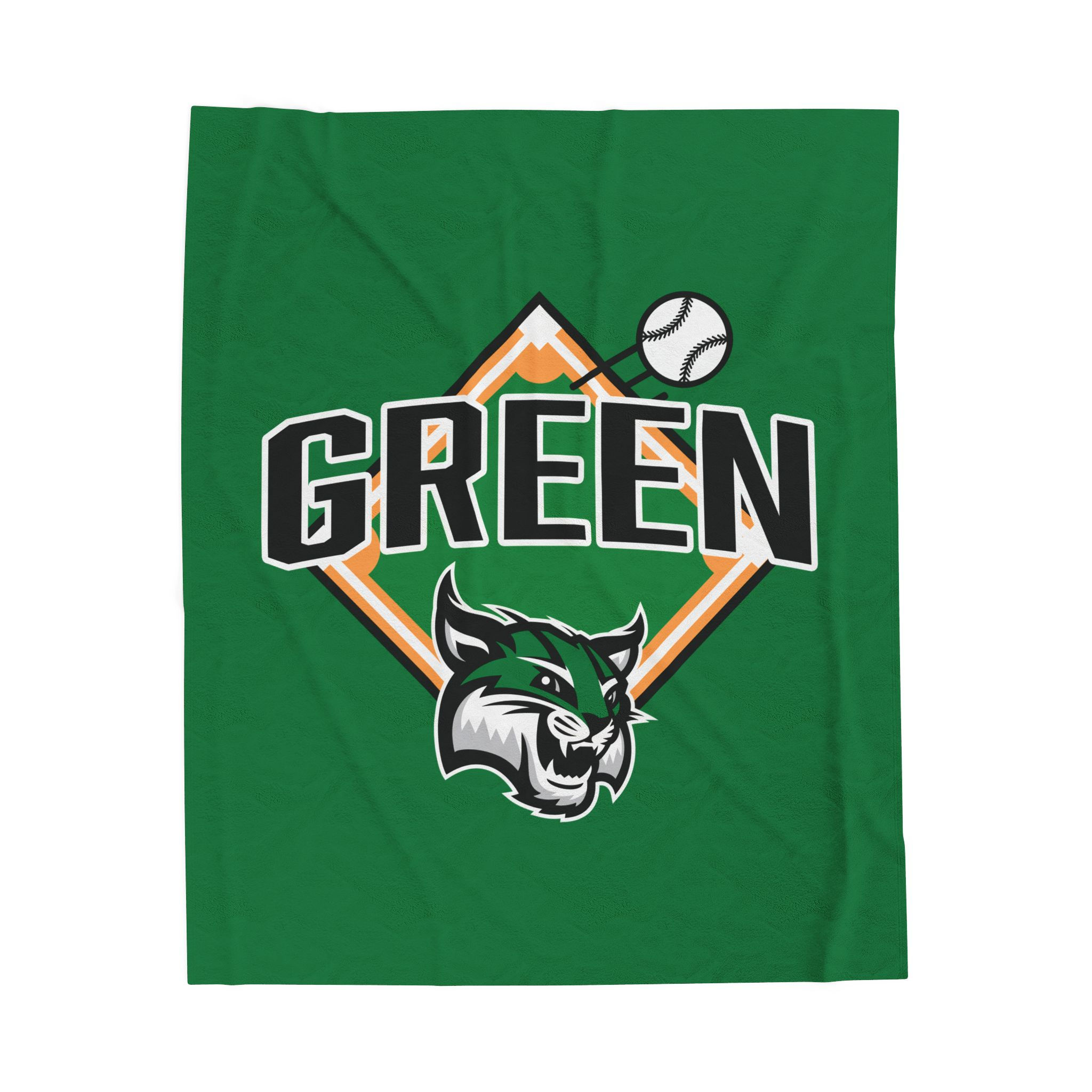 Green 90's Baseball Diamond Velveteen Plush Blanket (Green)