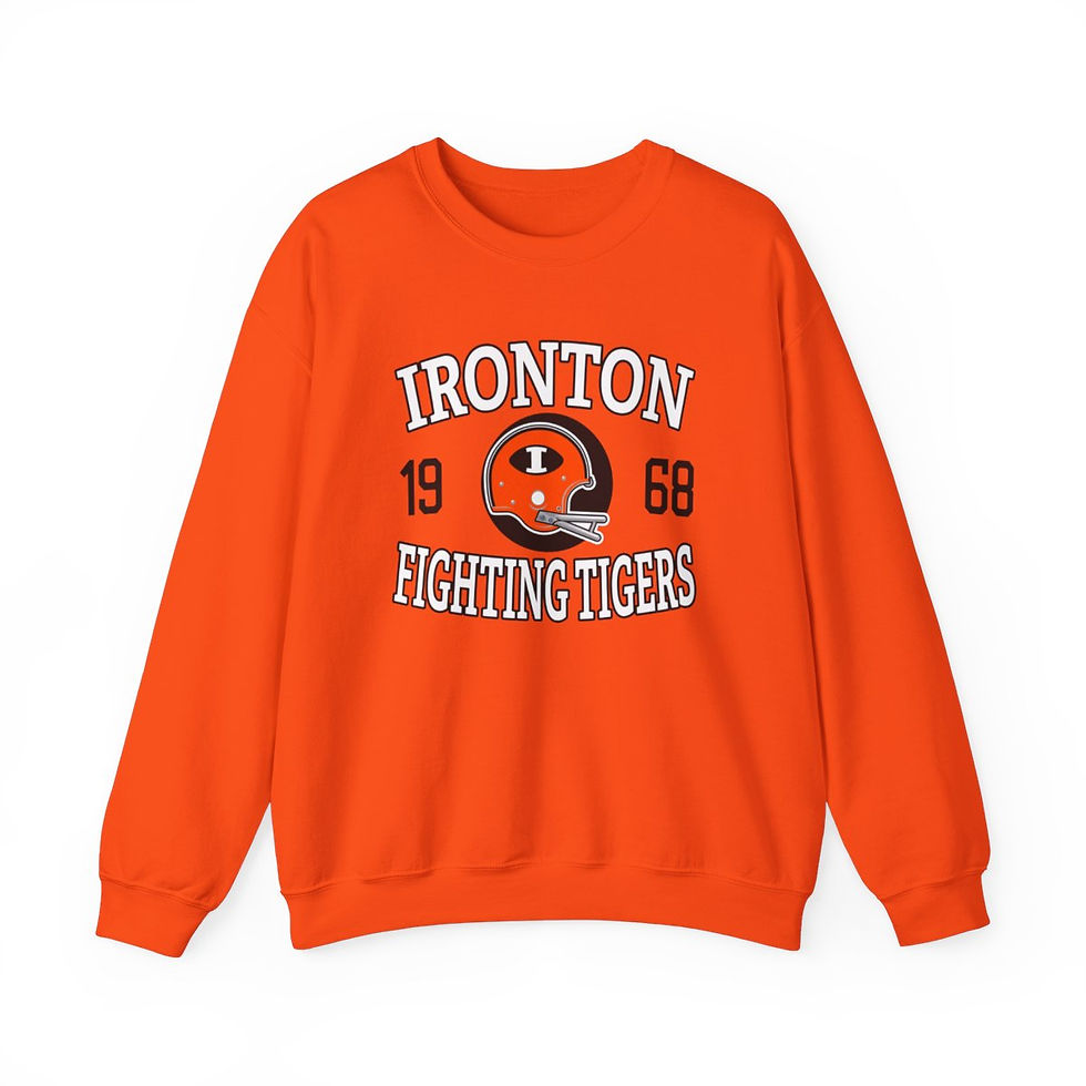 1968 Ironton Fighting Tigers Helmet Crewneck Sweatshirt