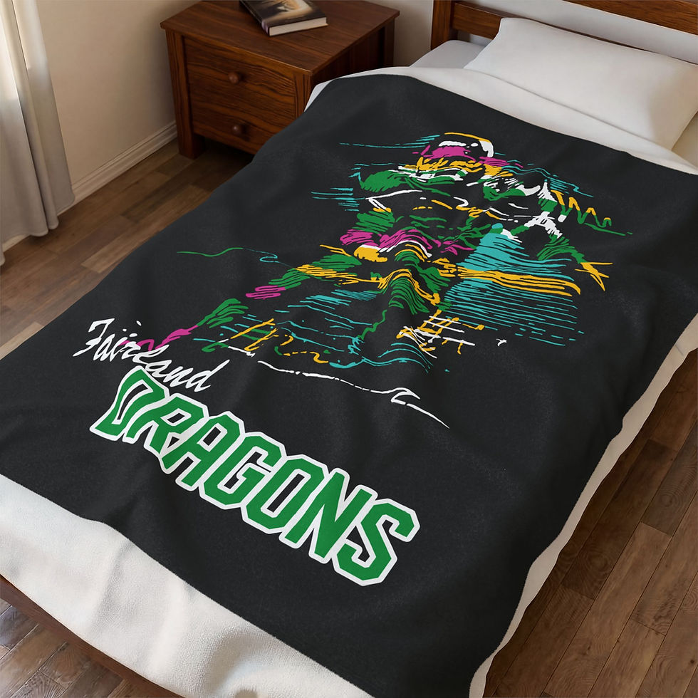 Thumbnail: Fairland Dragons Football 90's Neon Velveteen Plush Blanket