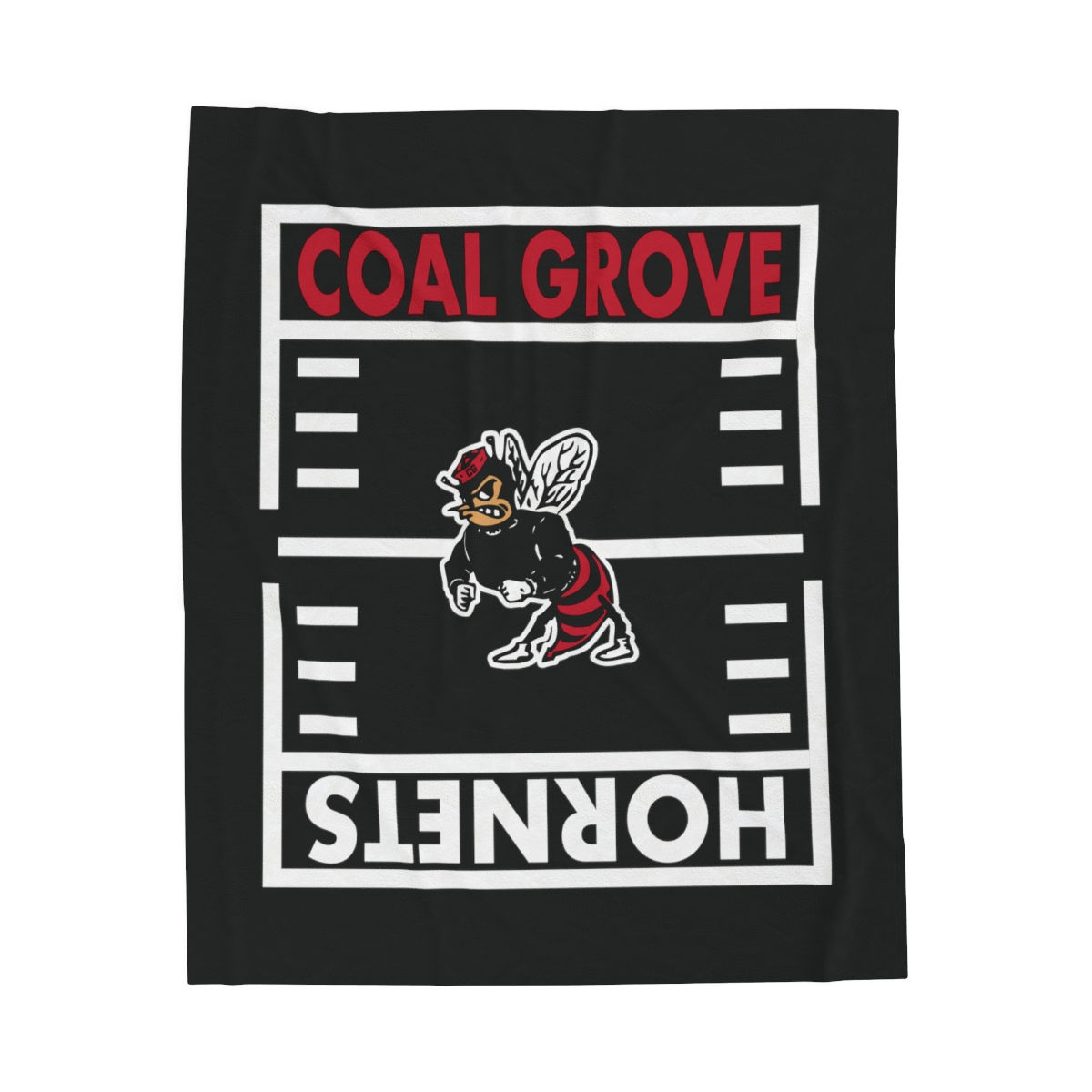 Coal Grove Hornets Gridiron (Black) Velveteen Plush Blanket