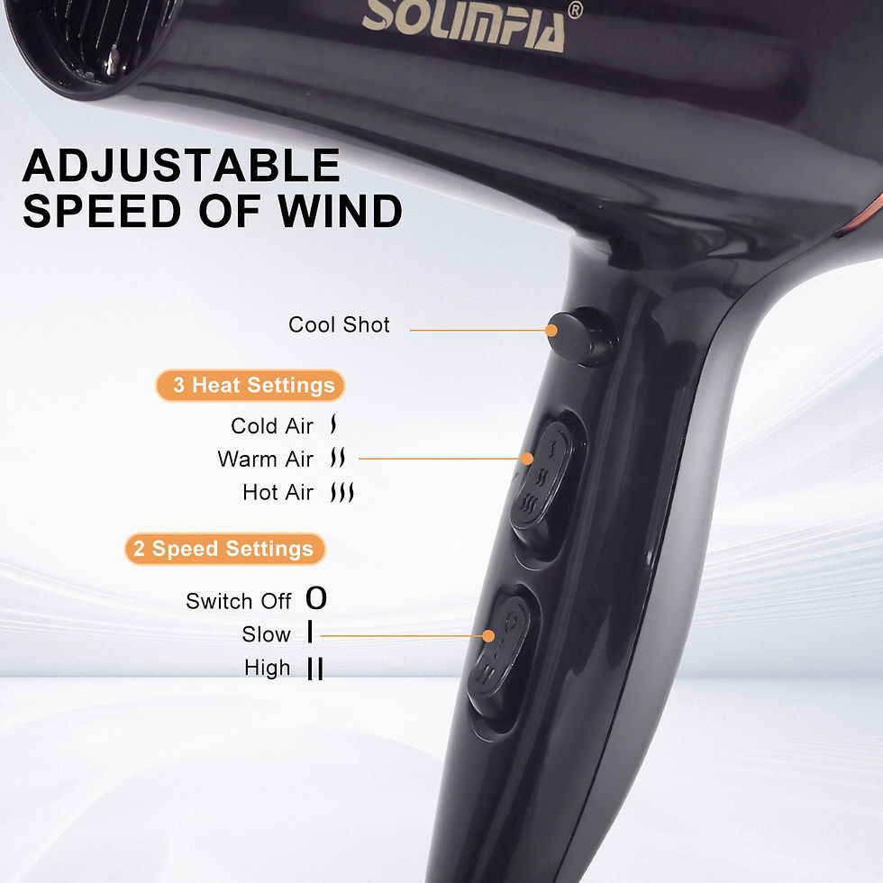 Thumbnail: 6-Level Professional Hair Dryer Salon Industrial Grade Quick Drying High Tempera