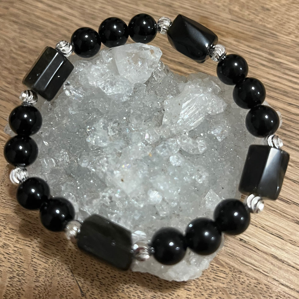 Miniature : Bracelet Obsidienne Noire plaqué or