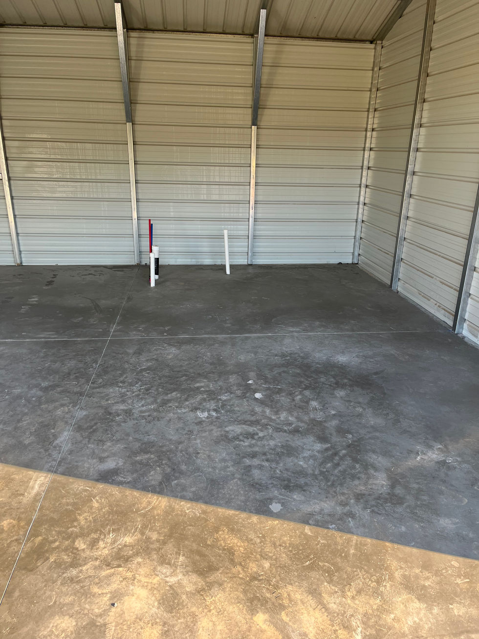 Concrete pad inside a shed near Bardstown, KY with a trowel finish