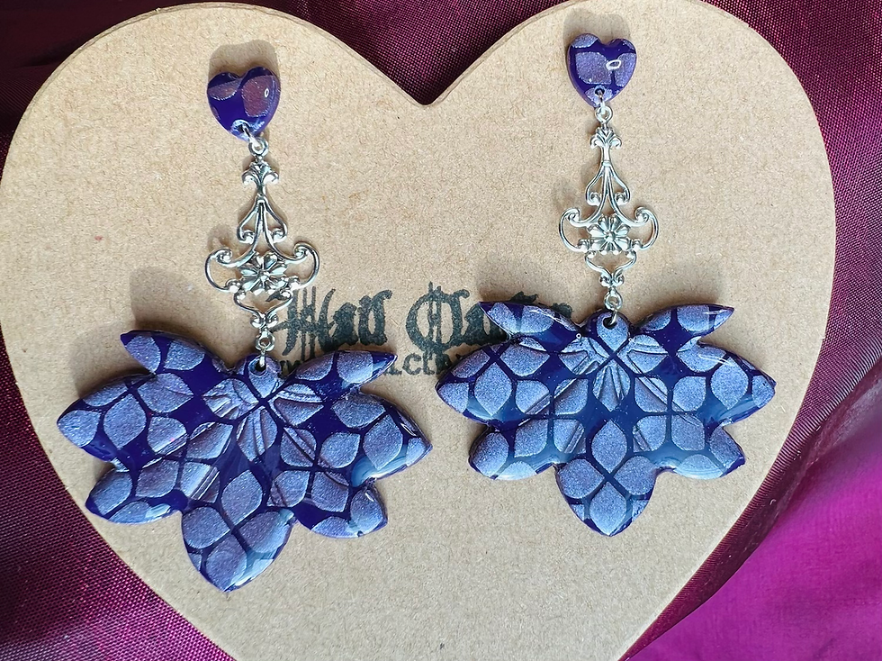 Thumbnail: Floral Drop Earrings - Purple