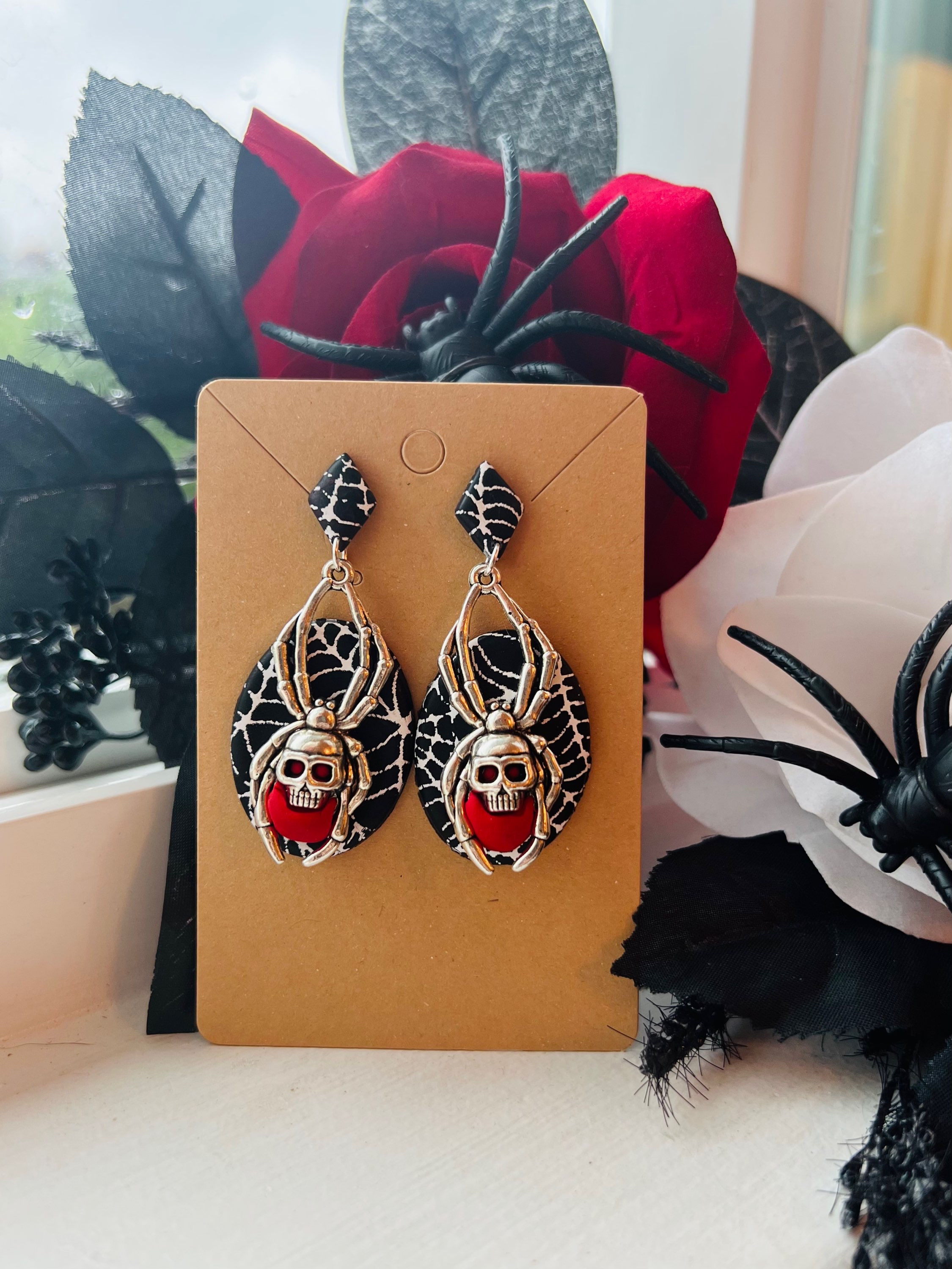 Spider Egg Dangle Earrings