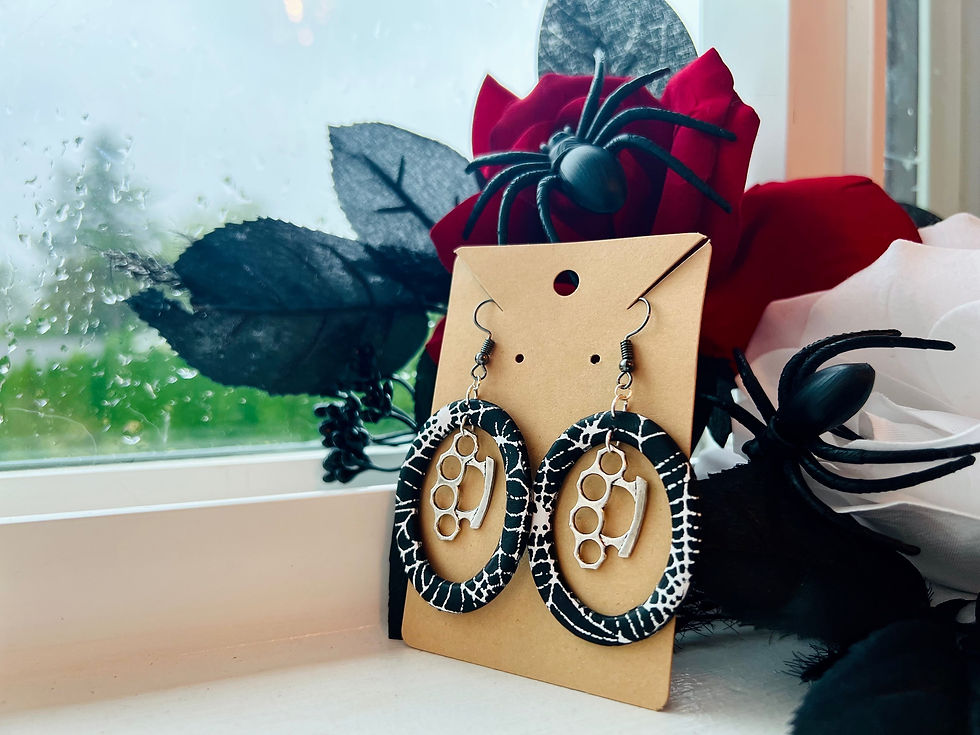 Thumbnail: Web Framed Knuckles Earrings