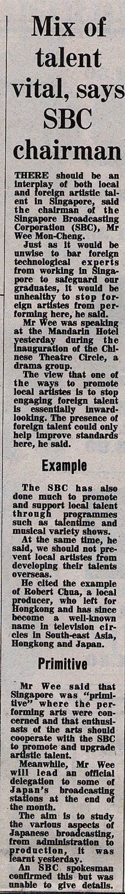 19811016 the Straits times -Mix of talent vital, says SBC chairman
