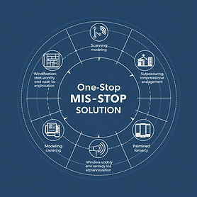 MISSION INFOGRAPHIC_ Radial diagram showing _One-Stop Solution_ with icons for Scanning_Mo