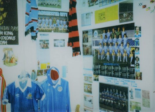 Shrine to Manchester City FC in my bedsit, 1982.