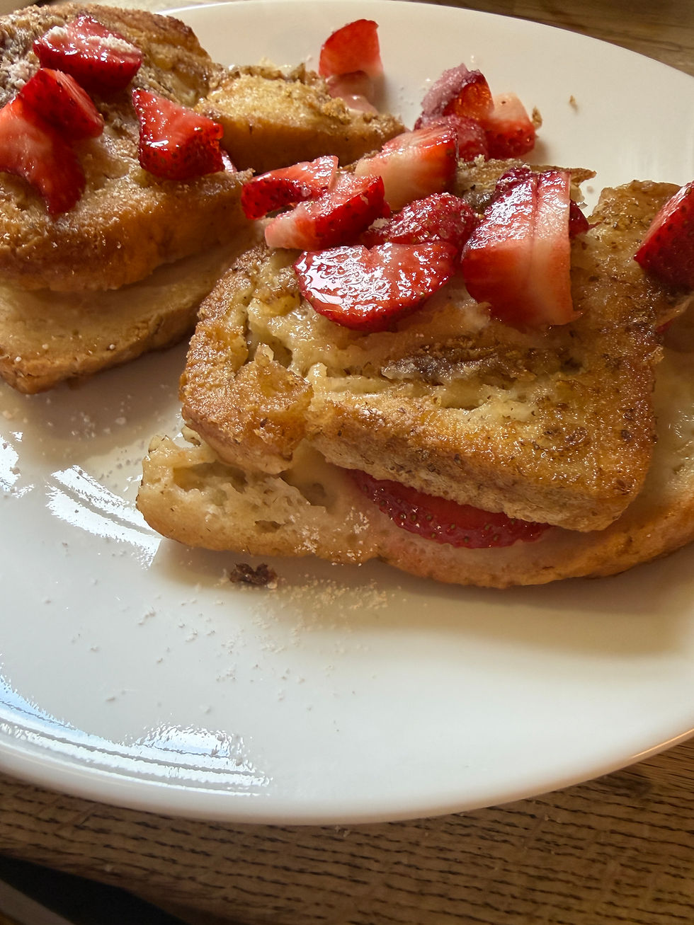 Viral Strawberry Cheesecake Stuffed French Toast- allergy friendly! Gluten free dairy free egg free