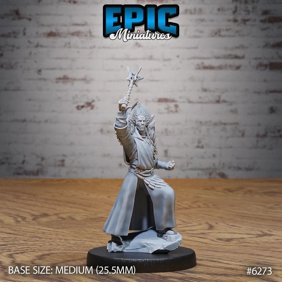 Pain Cleric miniature unpainted, 3d rendering by Epic Miniatures