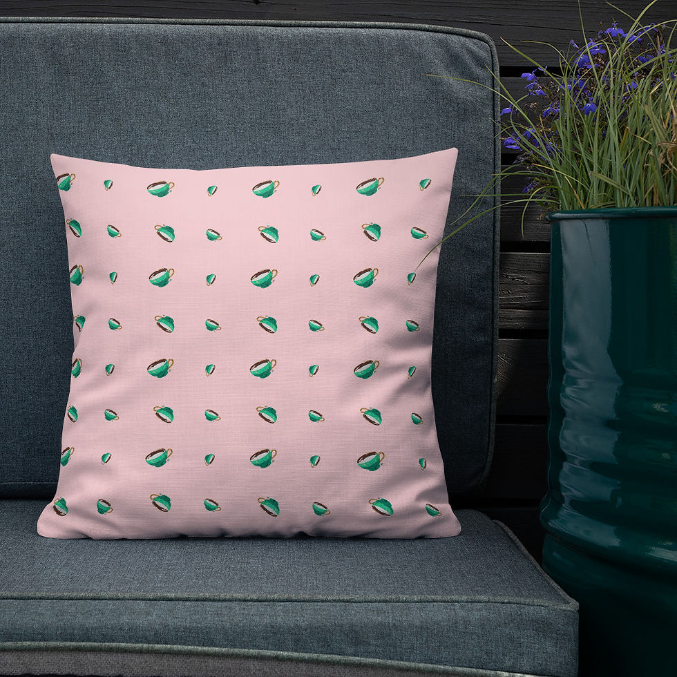 Thumbnail: But First, Tea Premium Pillow on sofa