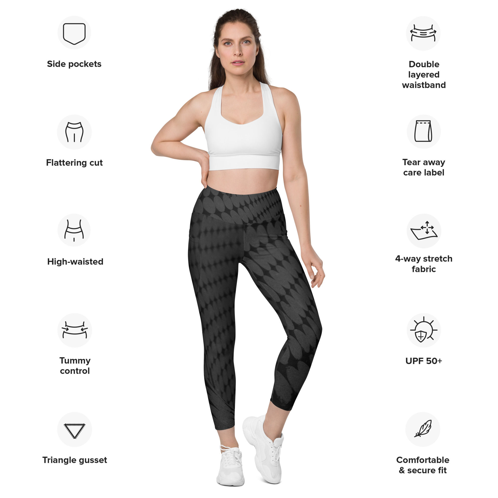 You Spin Me Round Leggings with Pockets front with markups