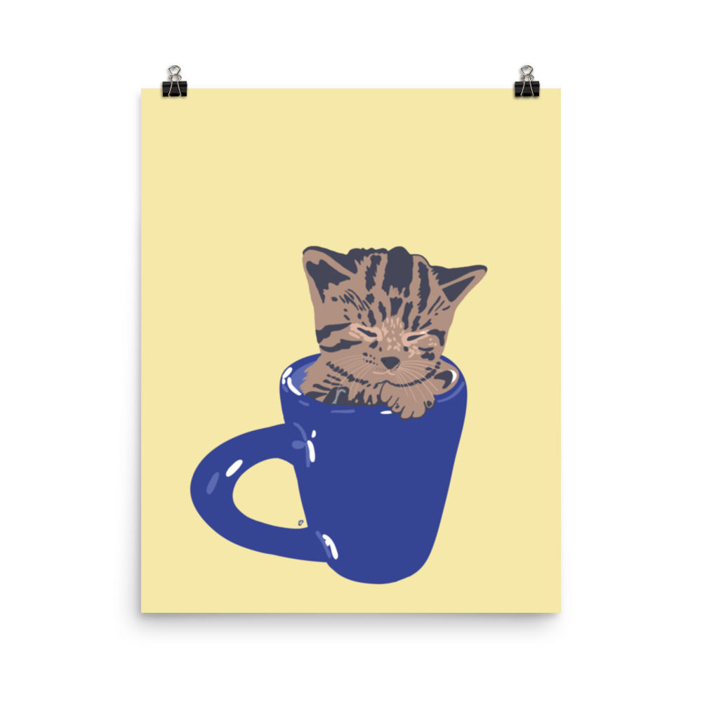 Sleeping Kitty in a Mug Art Print