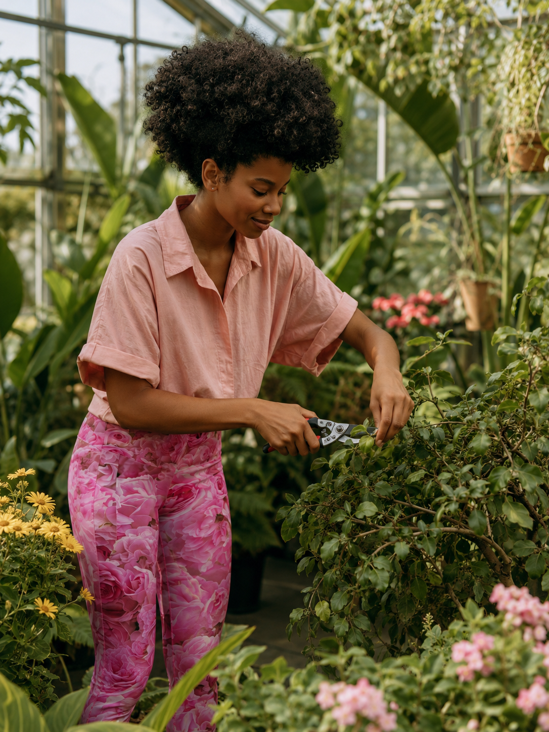 Pink Peonies Leggings with Pockets