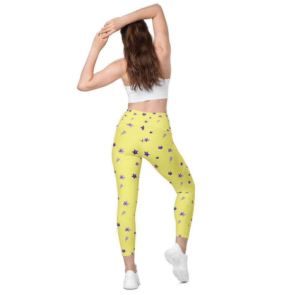 Thumbnail: Unique prints Bellflowers Leggings with Pockets