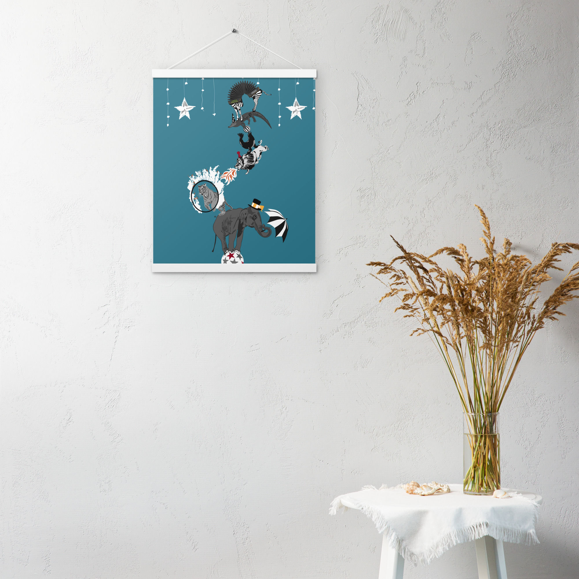 Circus Stack Art Print with Hanger white