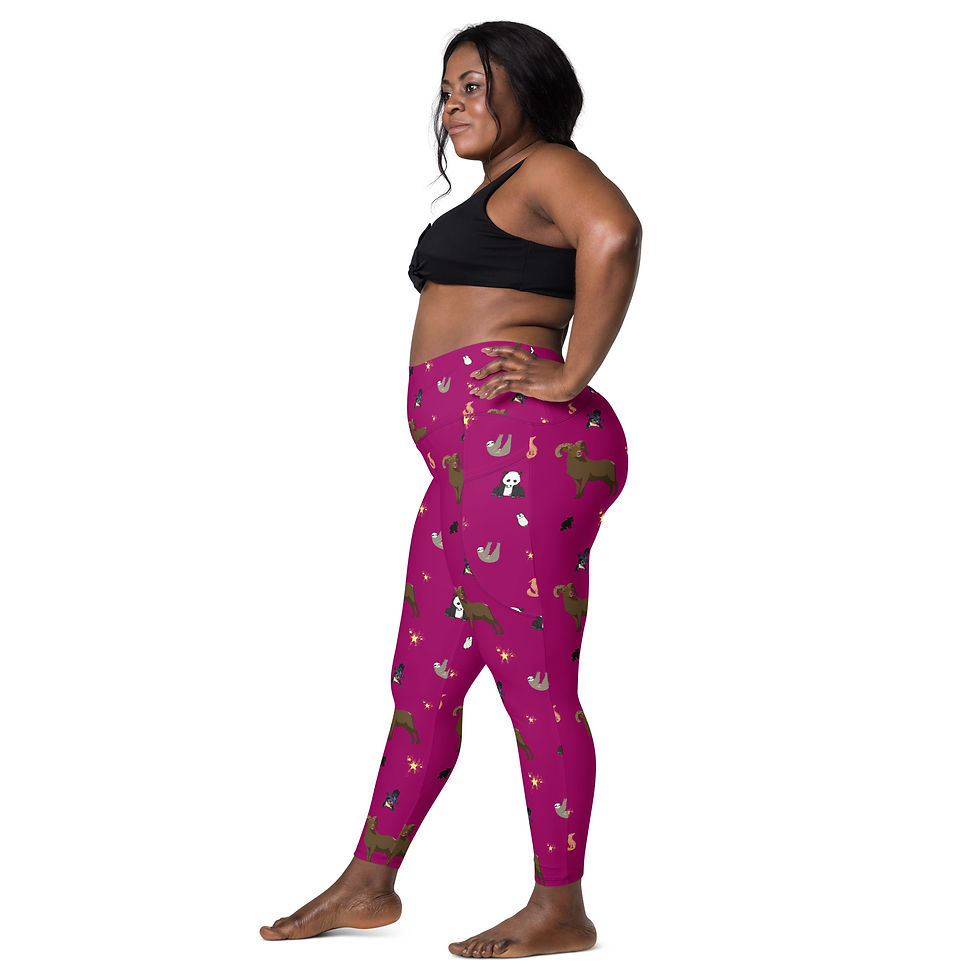 Thumbnail: Animal Stack Leggings with Pockets plus size model left