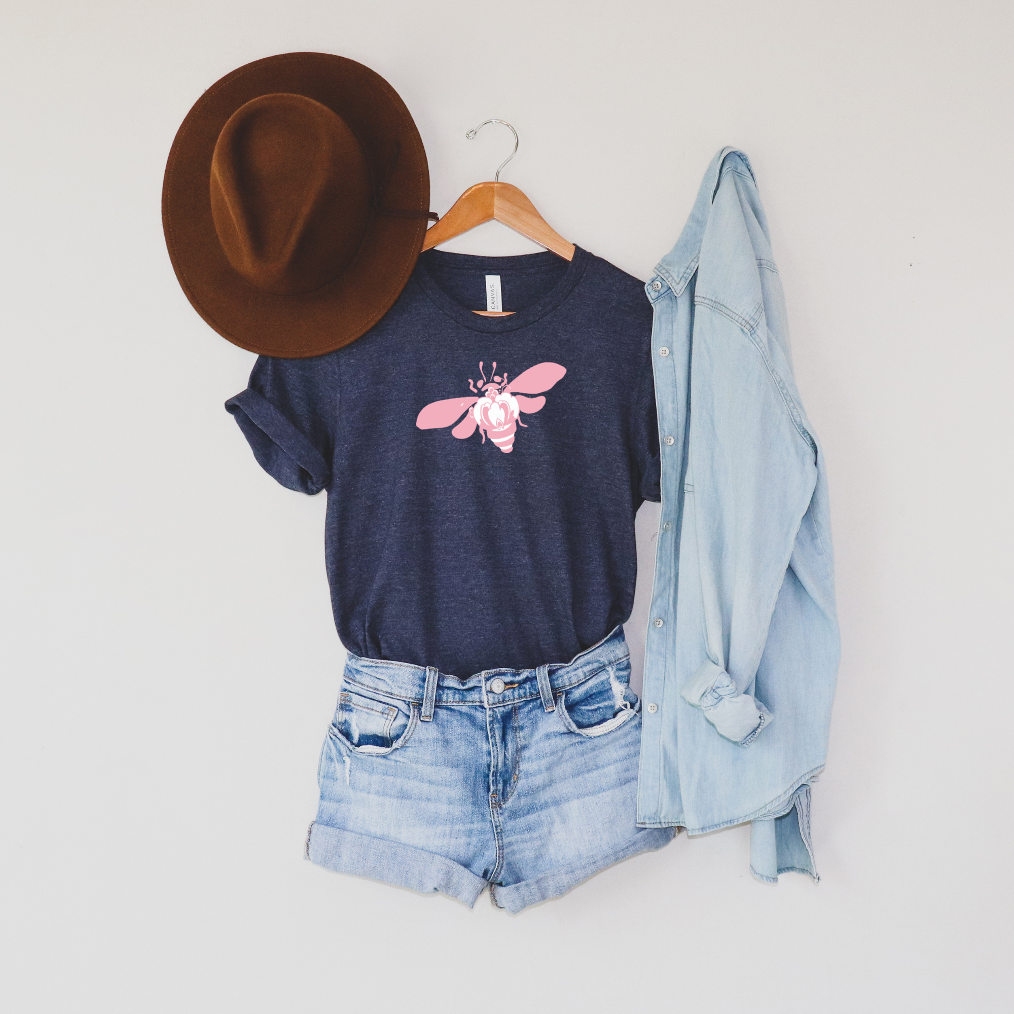 Gender neutral Pink Flower Bee Unisex T-Shirt