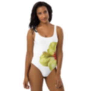 Yellowlicious Hibiscus Flower One-Piece Swimsuit