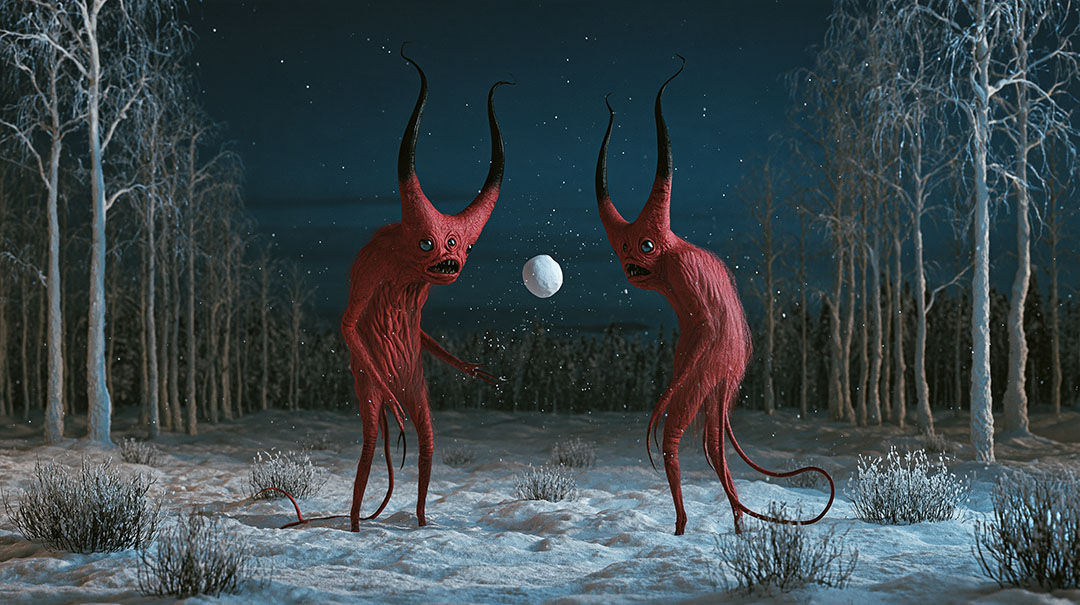 Snowball Fight Fine Art Print