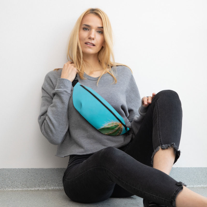 Cactus on Turquoise Hip Bag female model