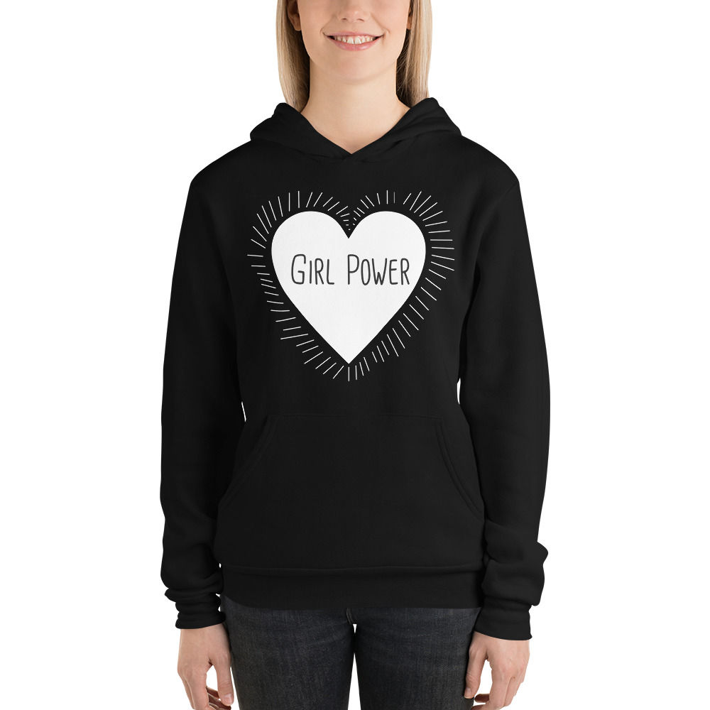 Girl Power Unisex Hoodie model wearing black