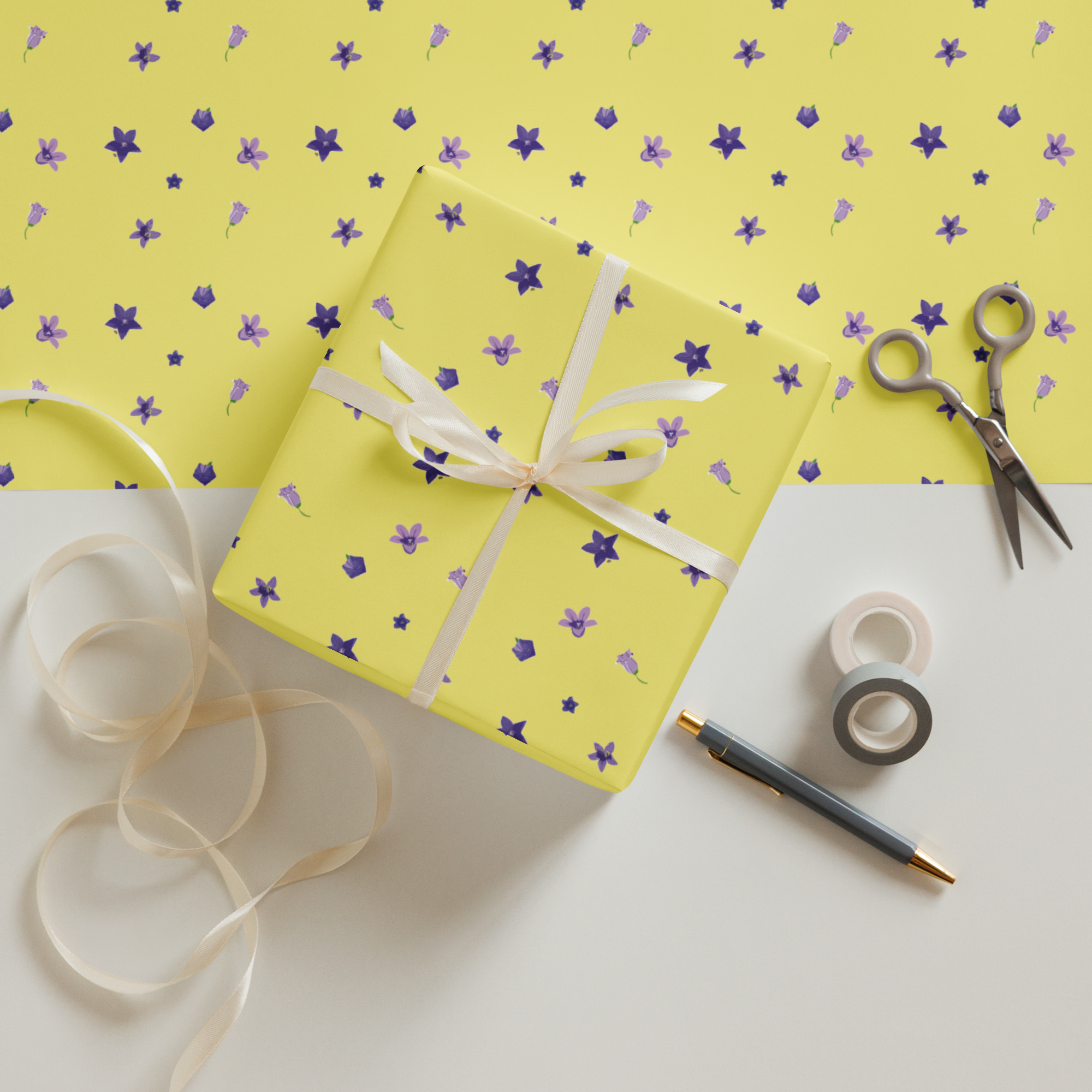 Flower-themed gift wrapping paper