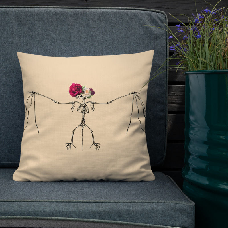 Feeling Batty Throw Pillow on Contemporary Sofa