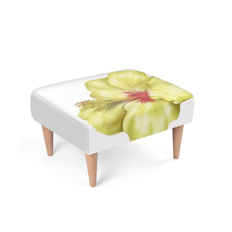 Yellowlicious Hibiscus Footstool on white