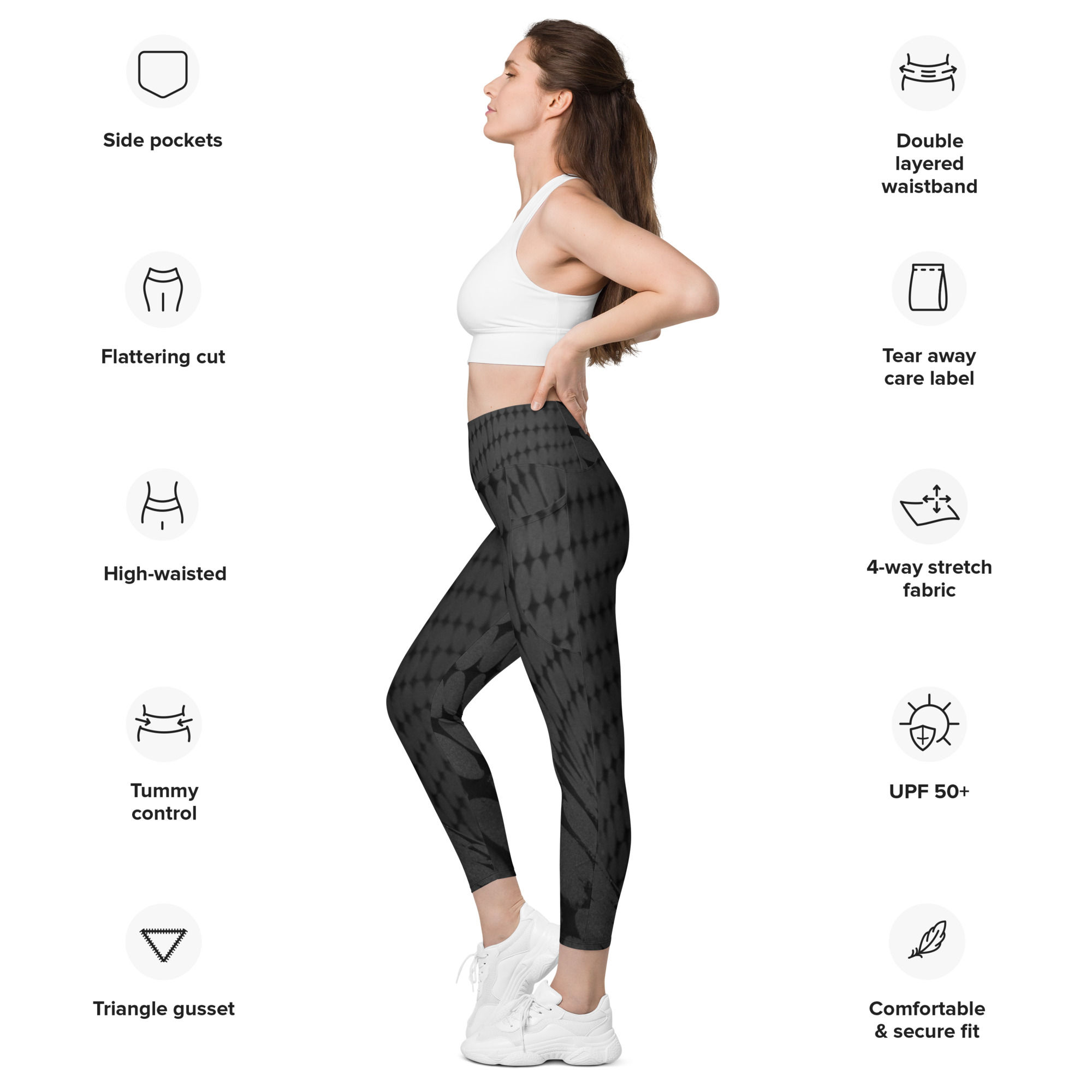 You Spin Me Round Leggings with Pockets left with markups