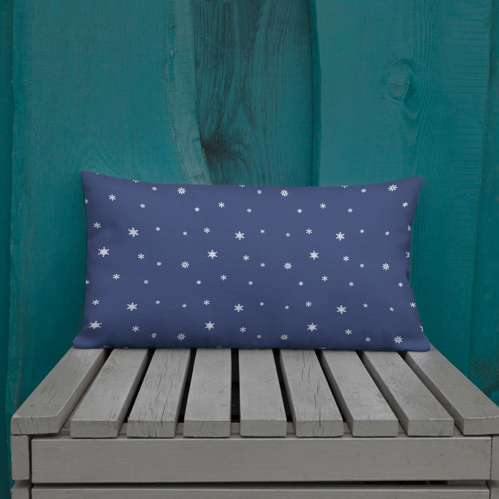 Snowflakes Throw Pillow lumbar on pallet
