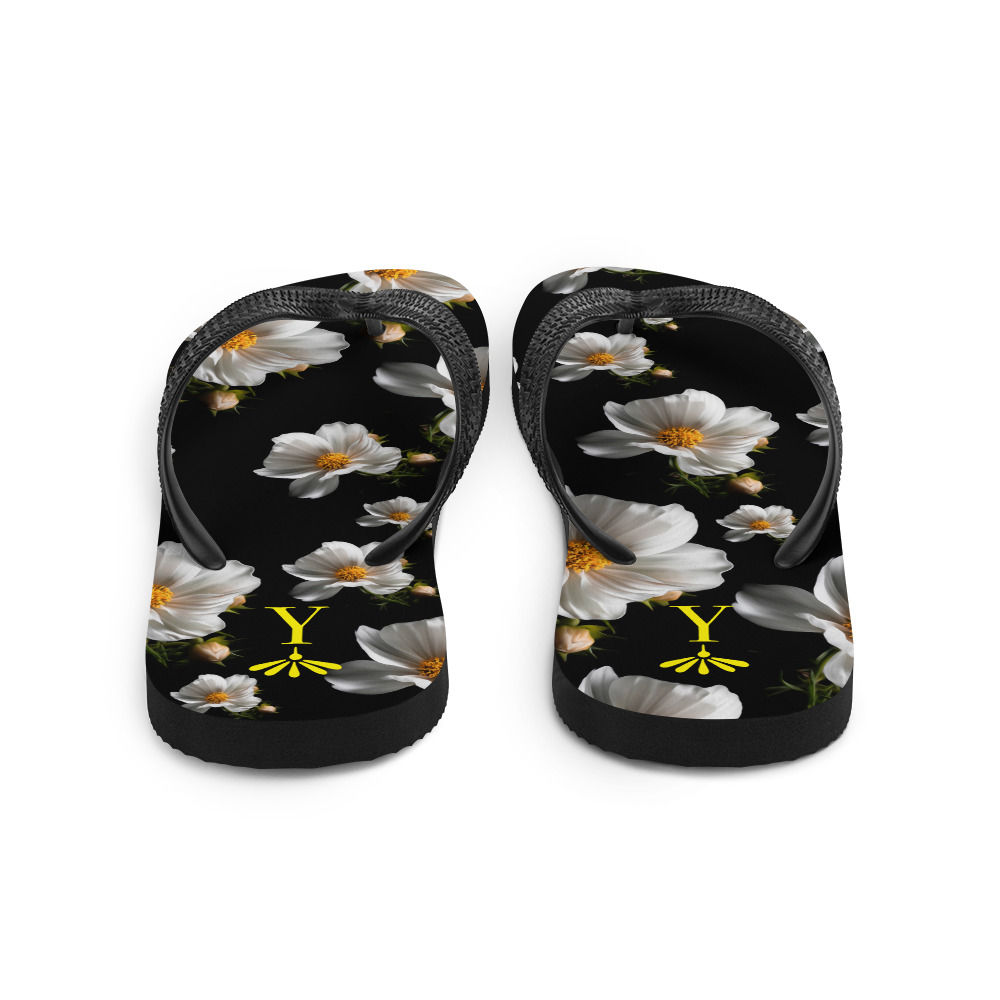 White Cosmos Flowers Flip-Flops