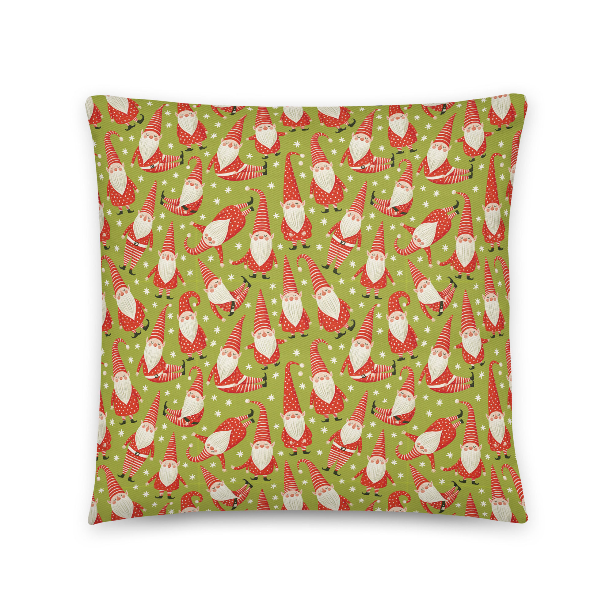 Elves Holiday Cotton Throw Pillow