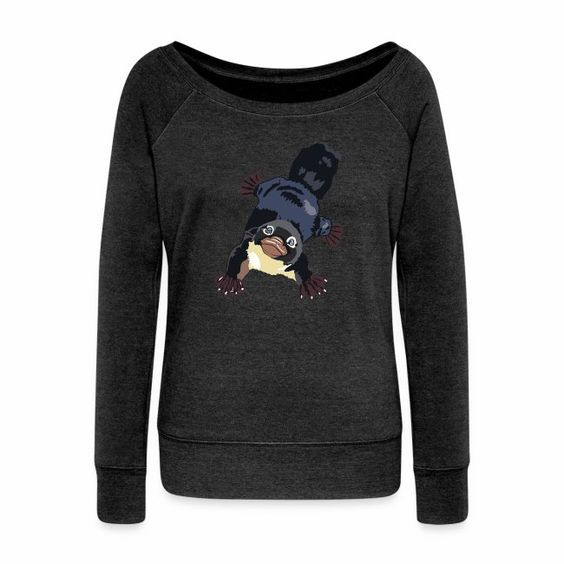 Wide neck sweatshirt with a platypus illustration from my art piece Animal Stack