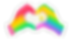 Two rainbow-striped hands form a heart shape, encircling a yellow light bulb on a white background. Bright and cheerful design. An icon for a list of AI tools that help with creative collaboration for The Yellow Studio.