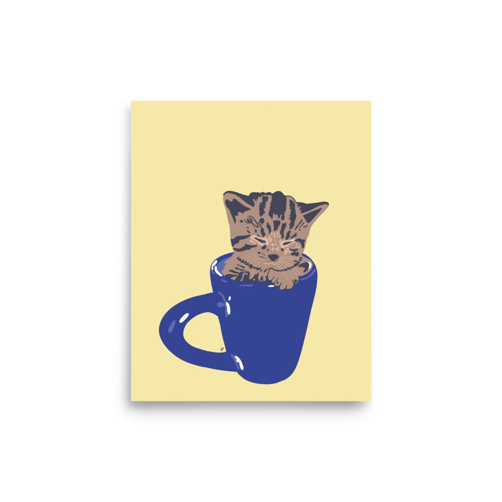 Sleeping Kitty in a Mug Art Print small