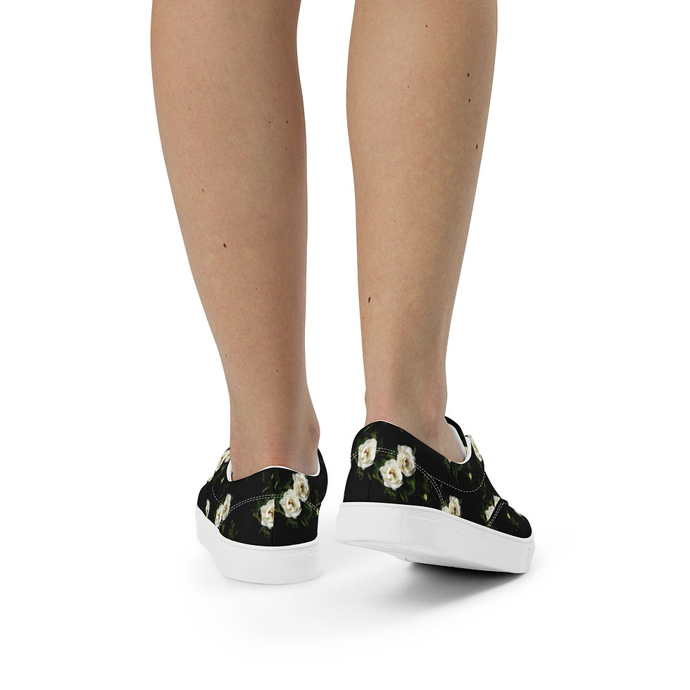 Thumbnail: La Vie en Rose Lace Up Canvas Shoes model back
