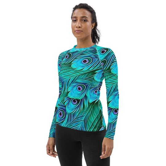 Thumbnail: Blue Green Peacock Women's Rash Guard