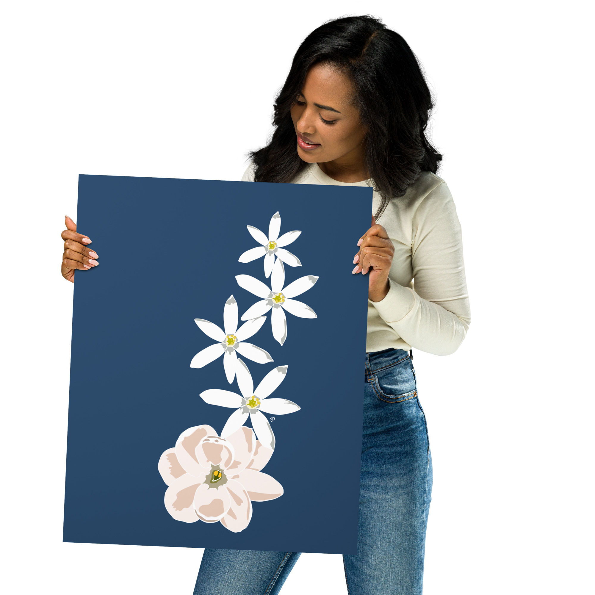 Jasmine Flower Stack Art Print model holding large print