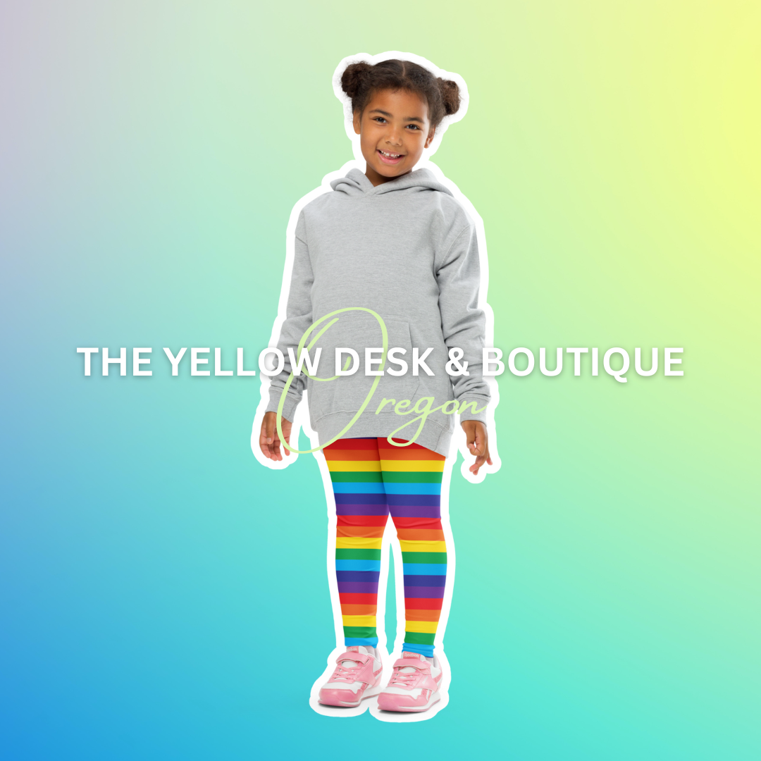 Over the Rainbow Kid's Leggings with vibrant rainbow stripes