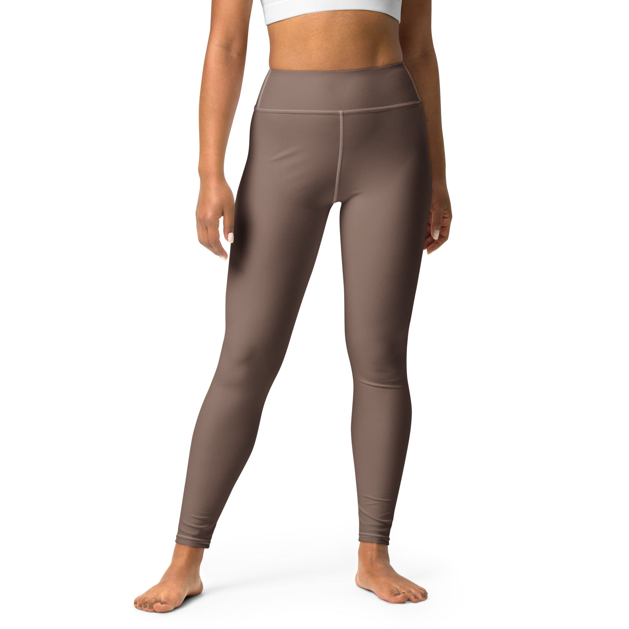 Model wearing Taupe Yoga Pants, front view