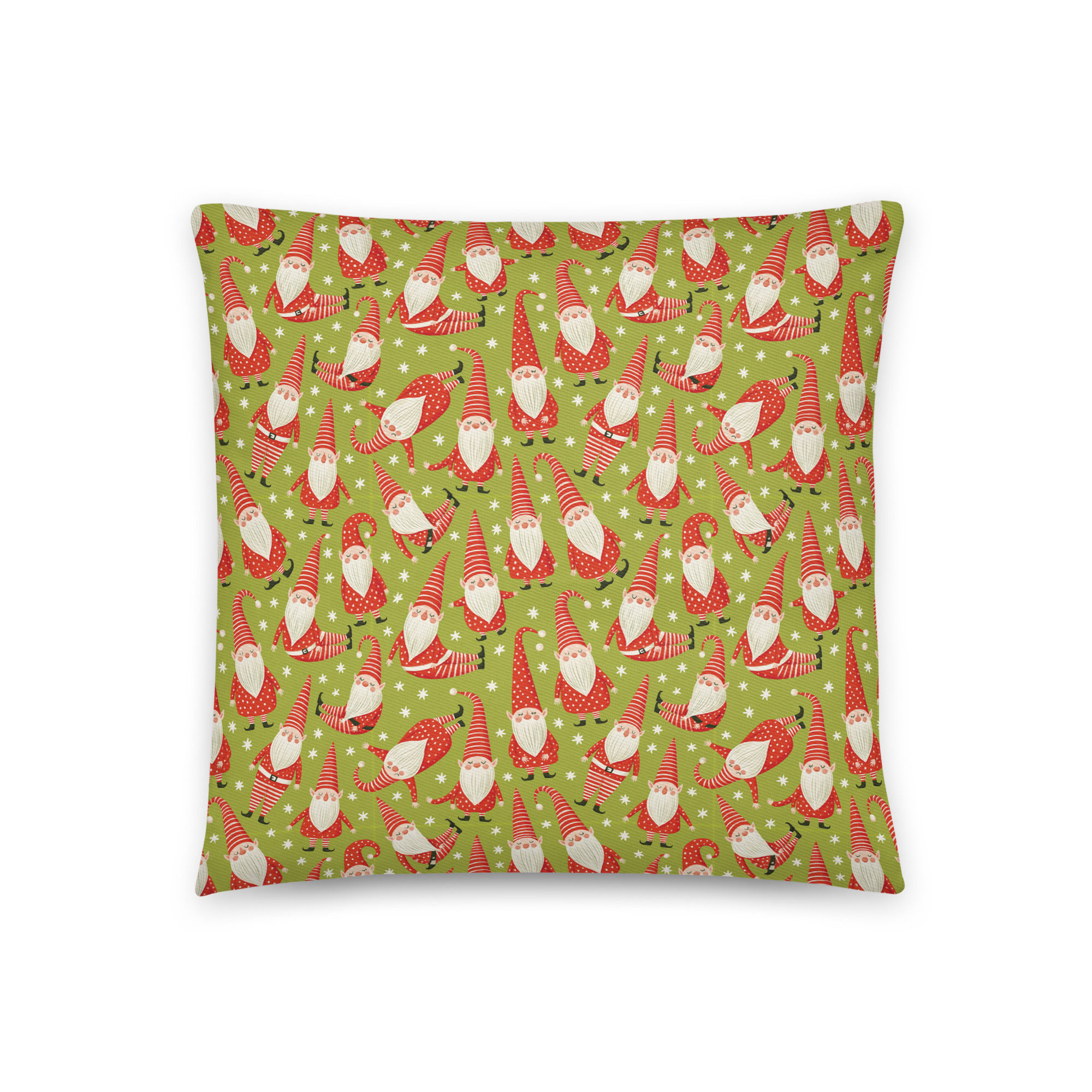 Elves Holiday Cotton Throw Pillow