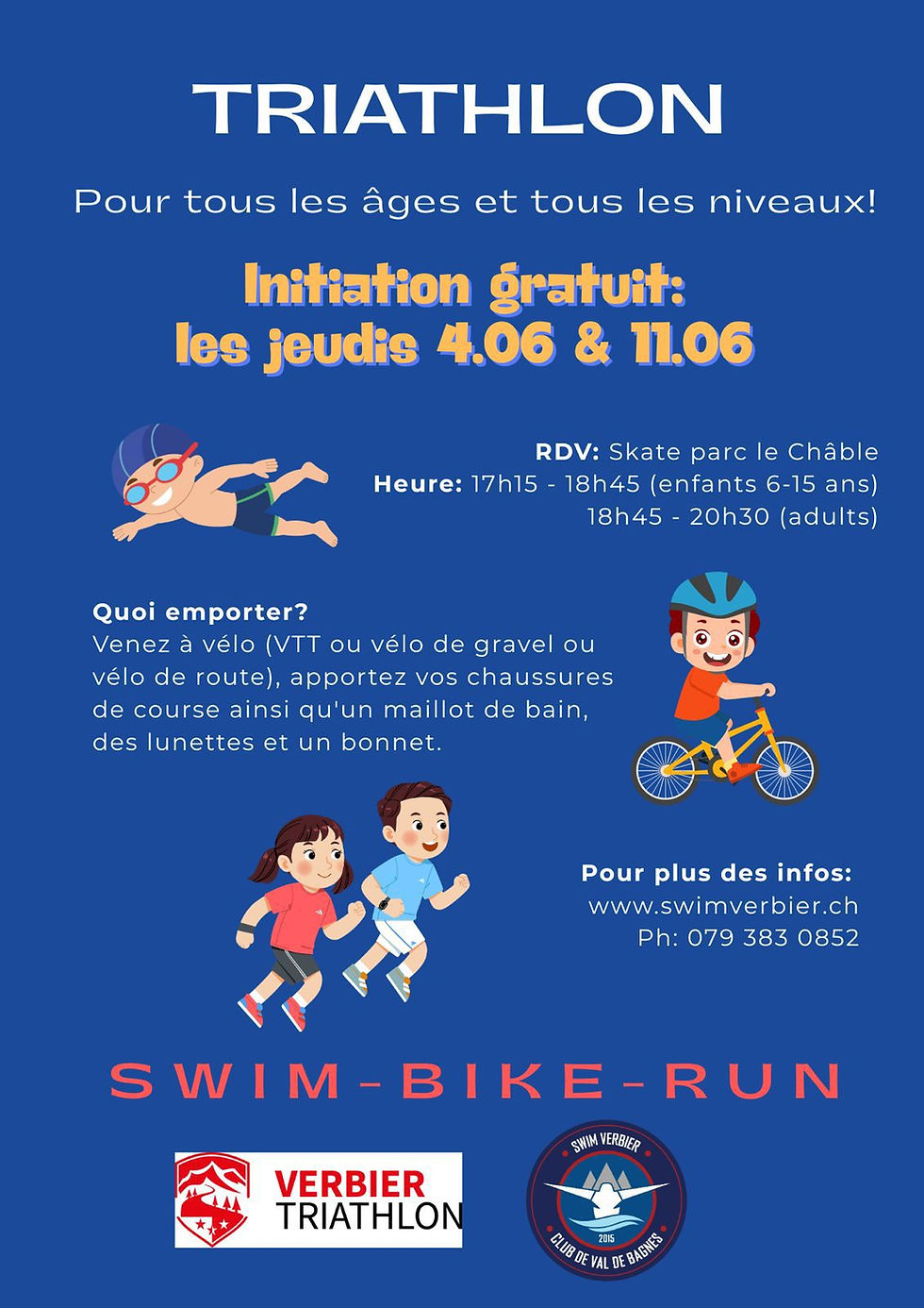 initiation triathlon gratuite pour enfants de 6 à 15 ans