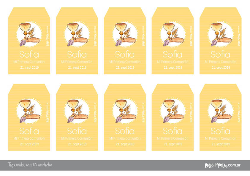 Miniatura: Kit Decoración Comunión personalizado amarillo tags