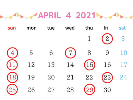 4月の営業日について🌷