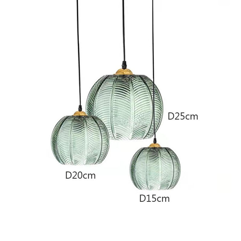 Miniatura: Lustre Pendente Vidro Folha Verde