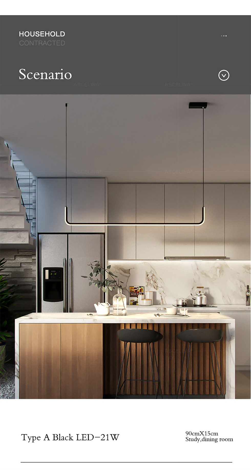 Miniatura: Lustre de Teto Linear LED Dourado